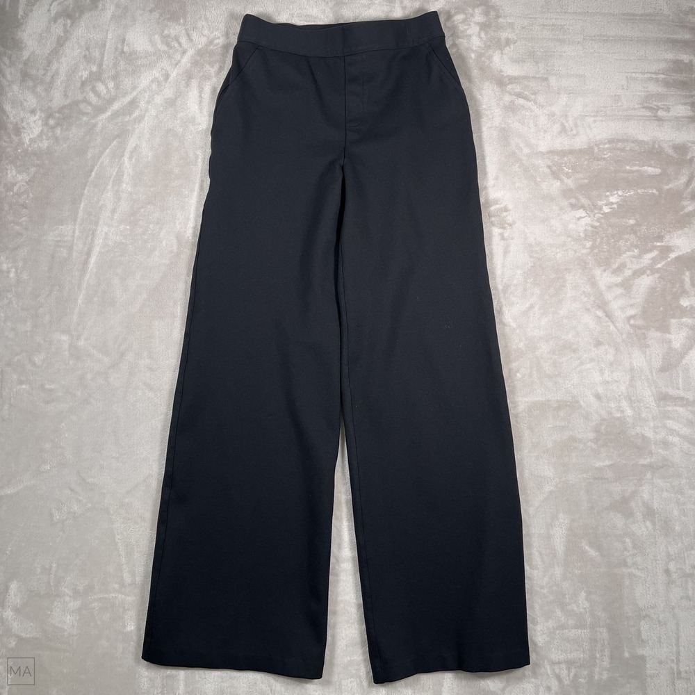Spanx Women's Pants Stretch Pull On Wide Leg Minimalist Office S Petite Black
